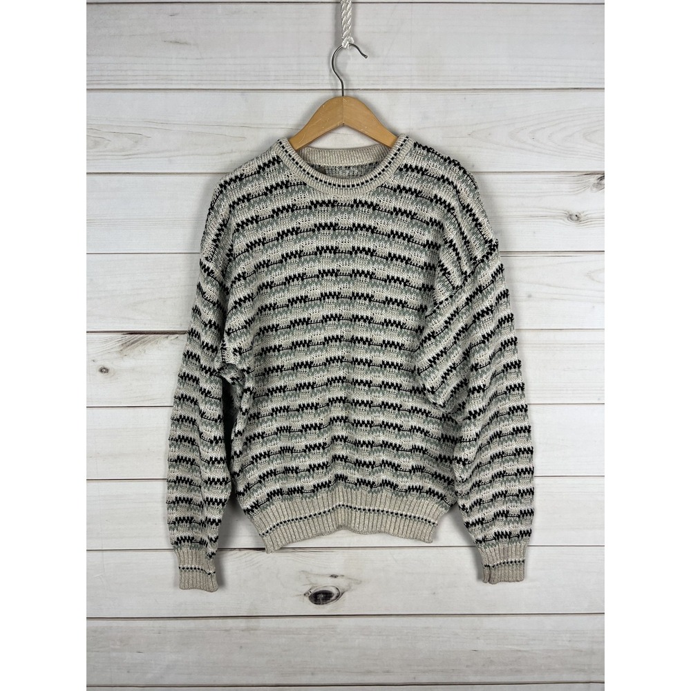 Jantzen Sweater Mens Medium Multicolor Knit Crewneck Chunky Pullover USA 90s